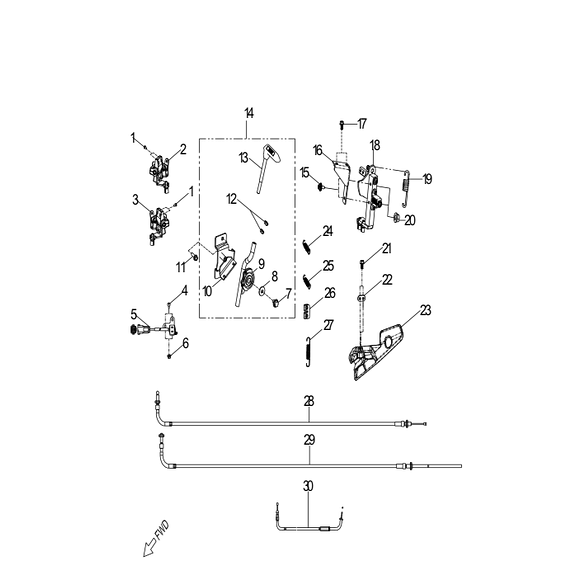 ÖVRIGT Asm. parking brake lever Quadro 4 / Quadro Qooder