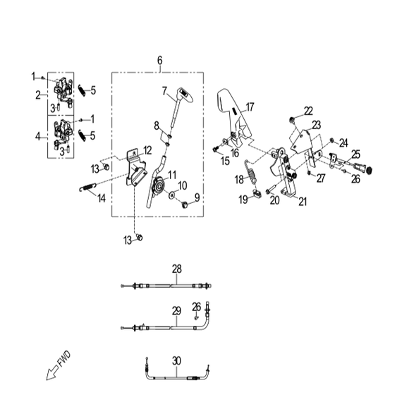 ÖVRIGT Asm. parking brake lever Quadro 4 / Quadro Qooder